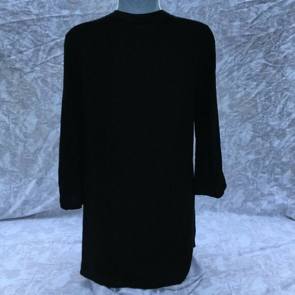 FOREVER 21 Black Peasant Tunic Top Tassels Blouse - Picture 6 of 7